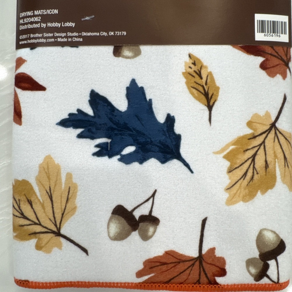 Hobby Lobby Fall Dish Drying Mat 14x21 Leaves Thanksgiving Kitchen NEW - Picture 7 of 8
